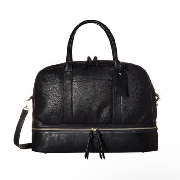 Sole Society Handbags - Sole Society Mason Black Vegan Leather Weekender